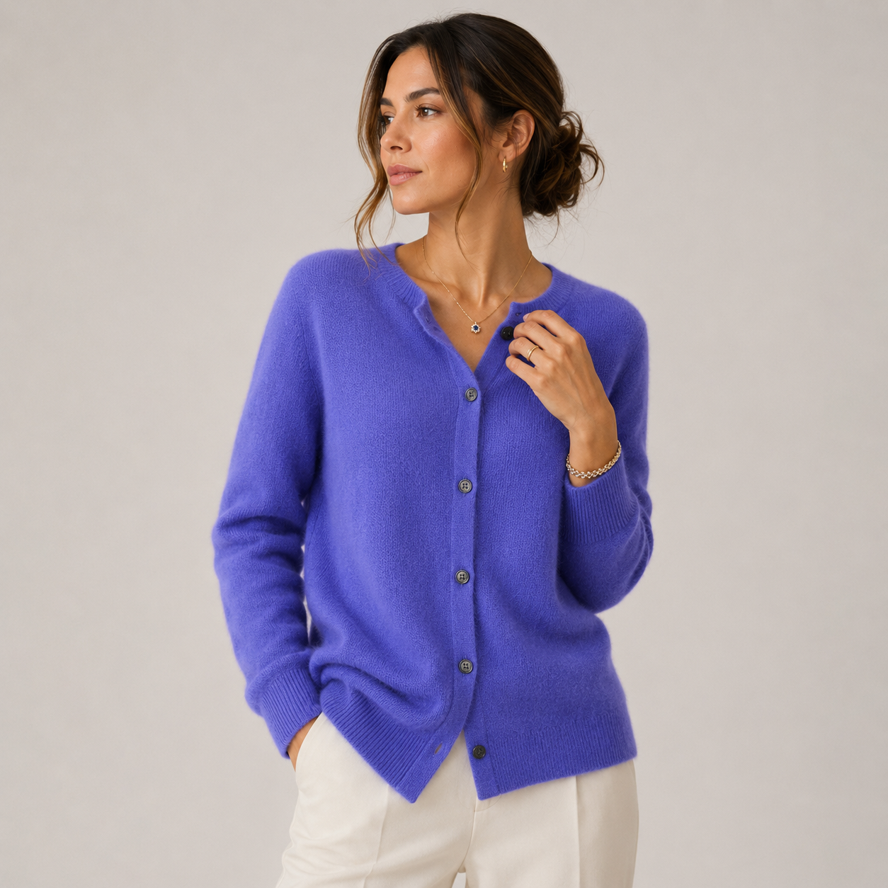 Women's Cashmere Look Cardigan Soft Button Front Knit Sweater 4
