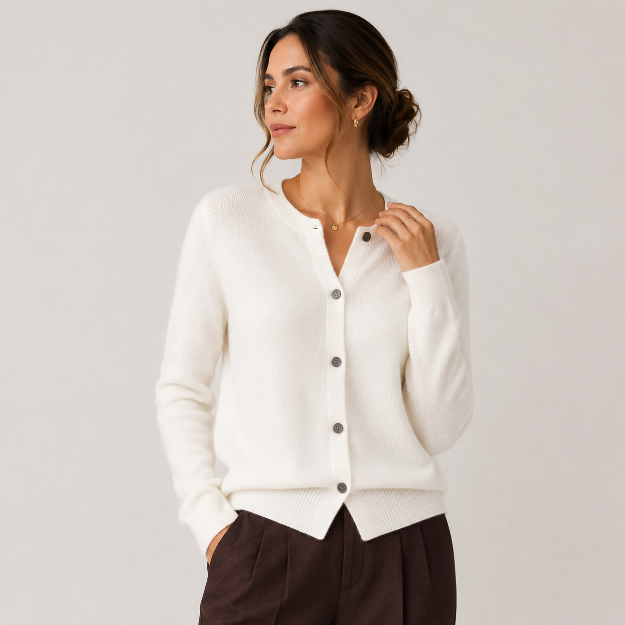 Women's Cashmere Look Cardigan Soft Button Front Knit Sweater 6