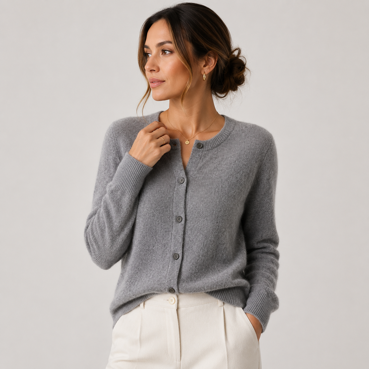 Women's Cashmere Look Cardigan Soft Button Front Knit Sweater 8