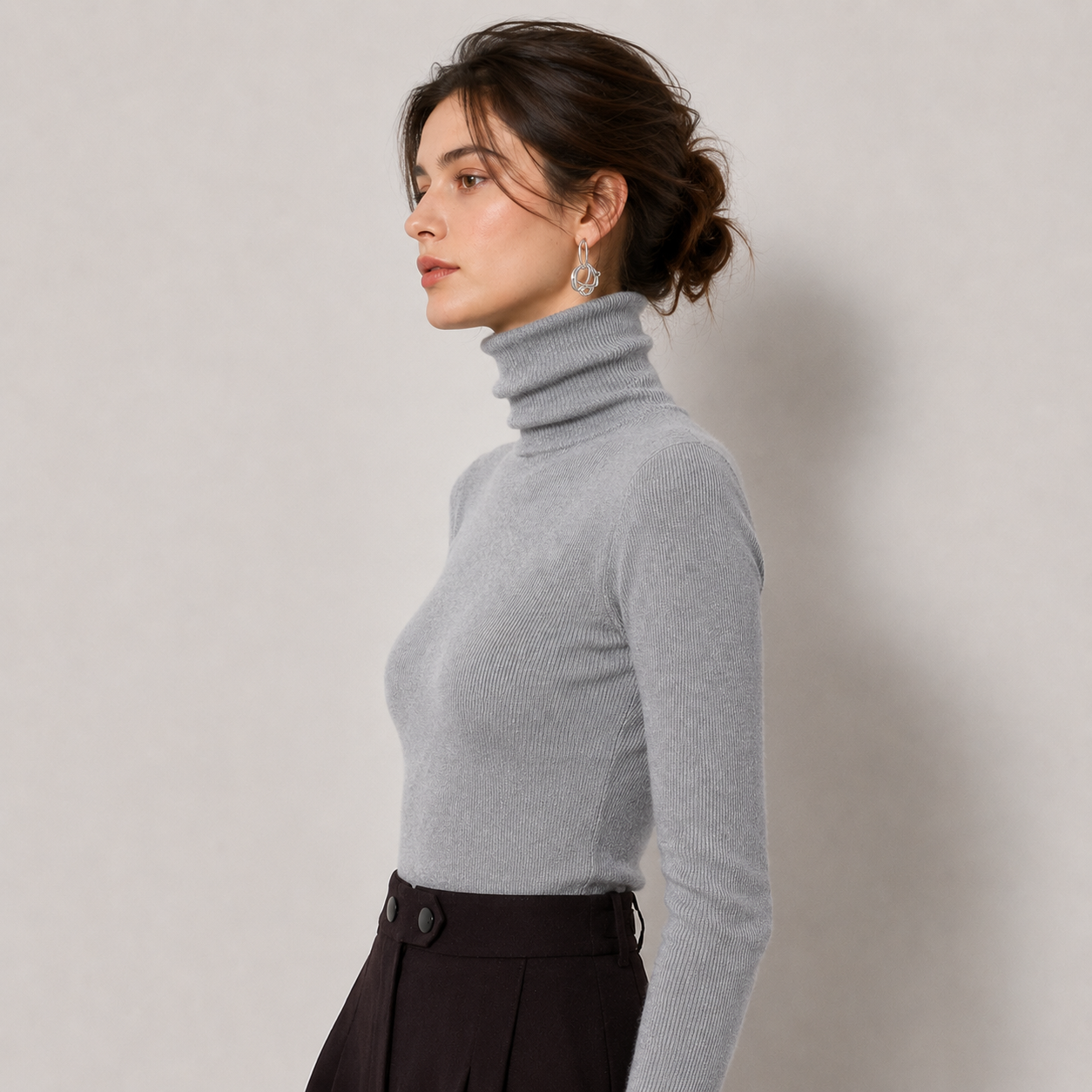 Women's Cashmere Look Turtleneck Lightweight Warm Knit Pullover 1
