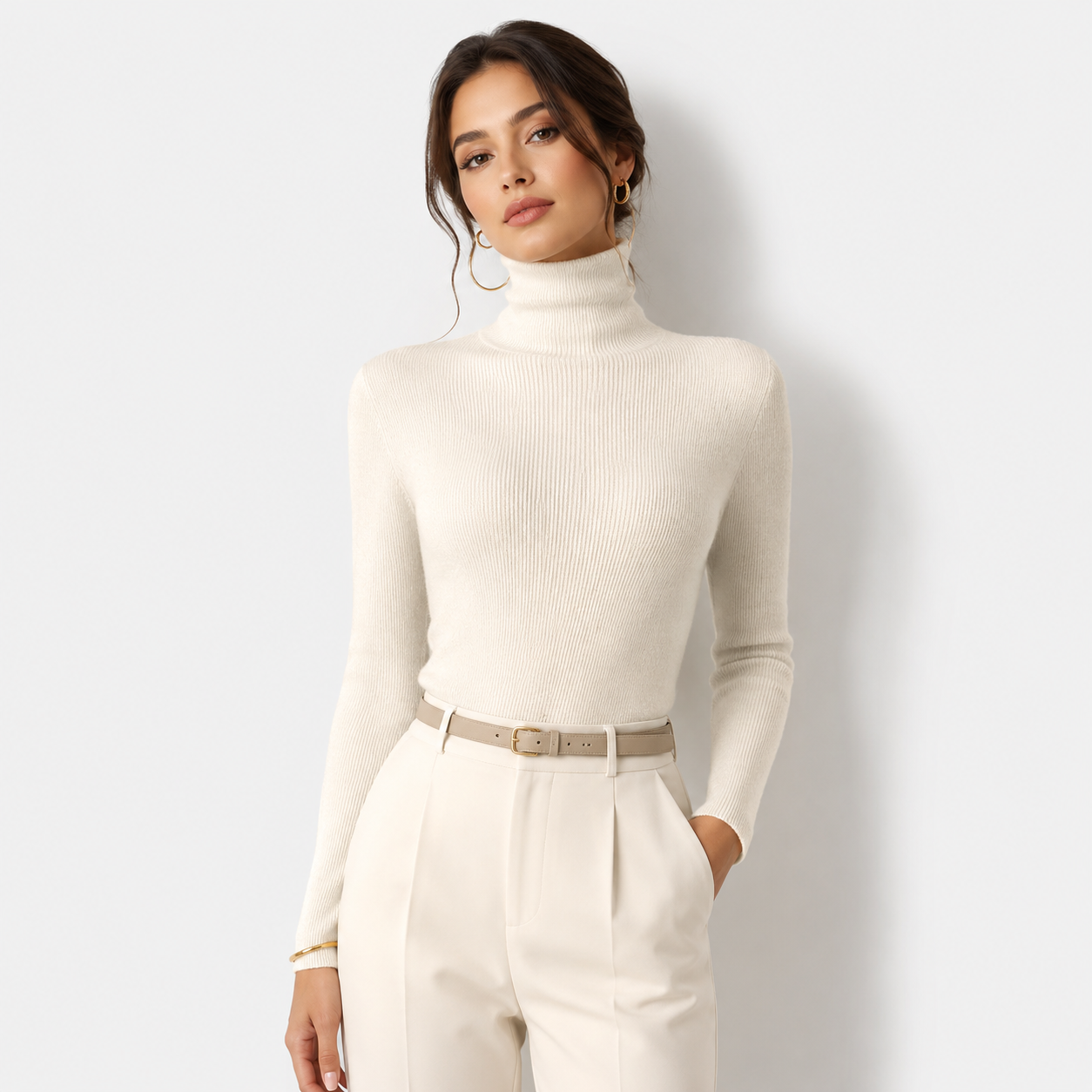 Women's Cashmere Look Turtleneck Lightweight Warm Knit Pullover 4