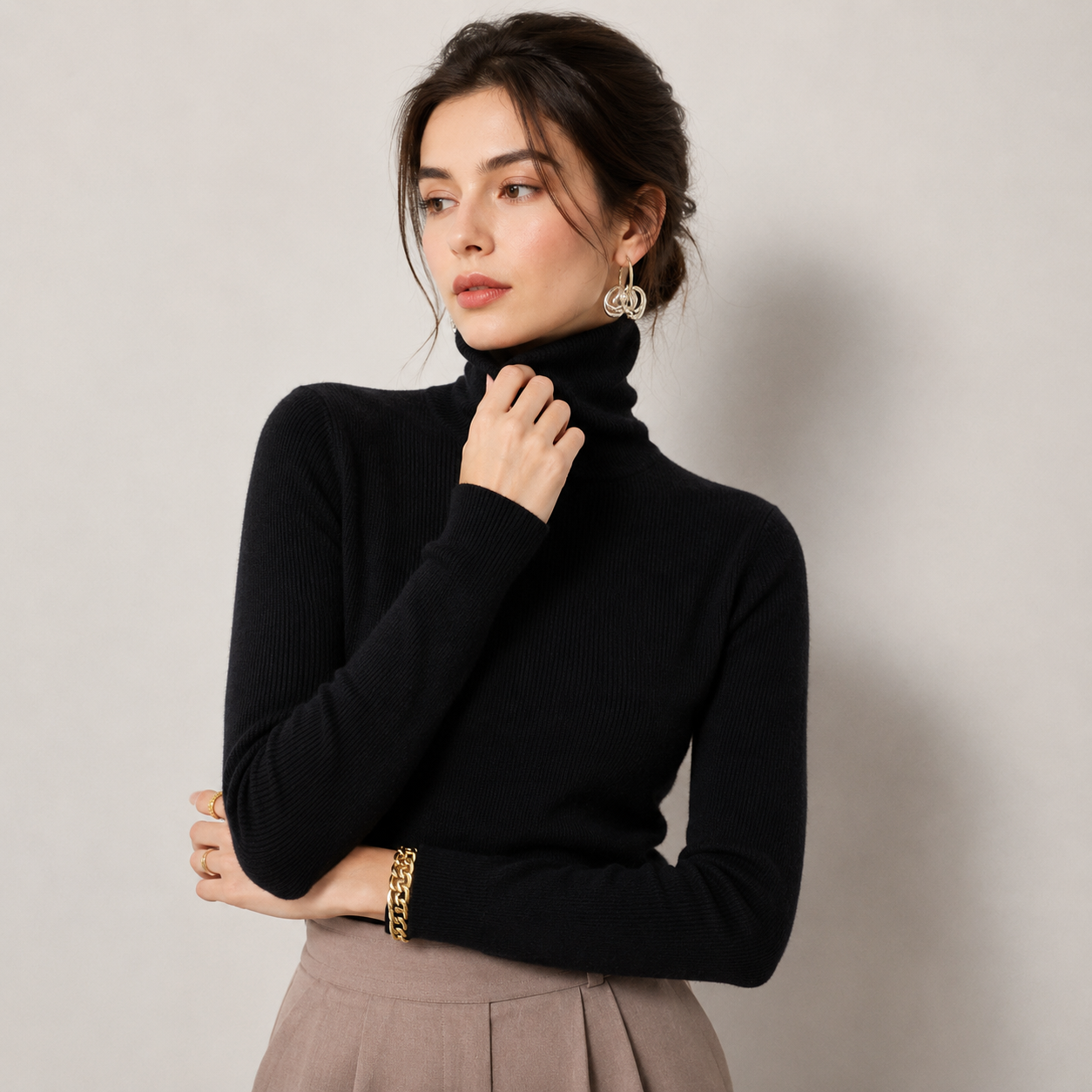 Women's Cashmere Look Turtleneck Lightweight Warm Knit Pullover 7