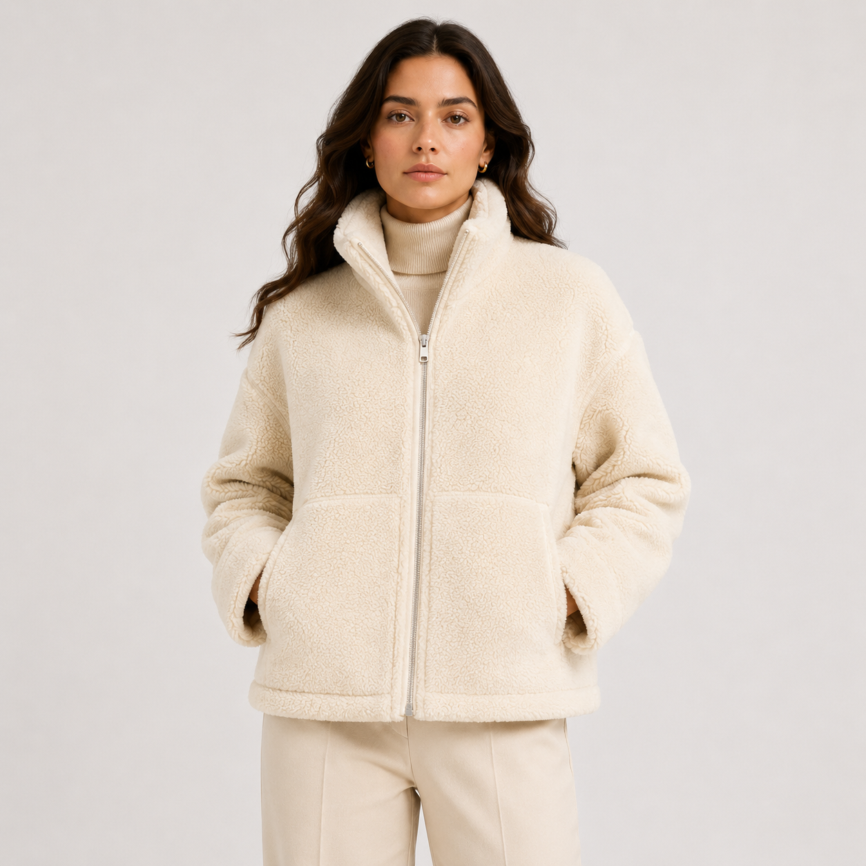 Women's Classic Fleece Jacket Refined Winter Comfort 4