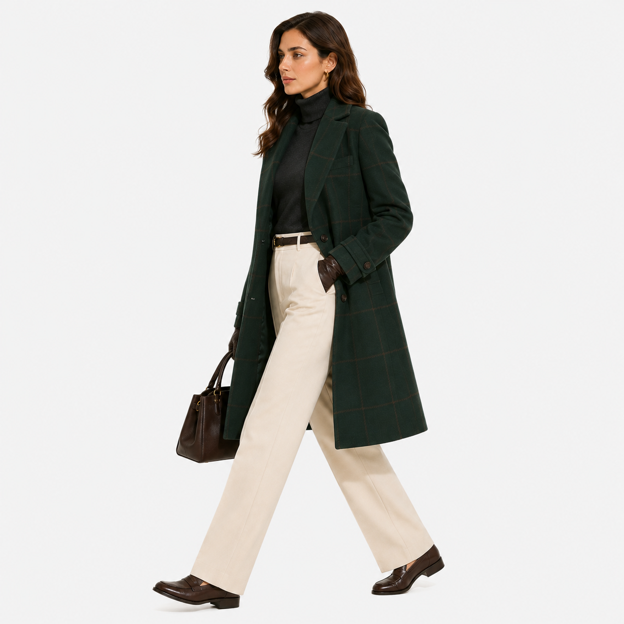 Women's Classic Tweed Coat Comfortable Plaid Everyday Outerwear 1