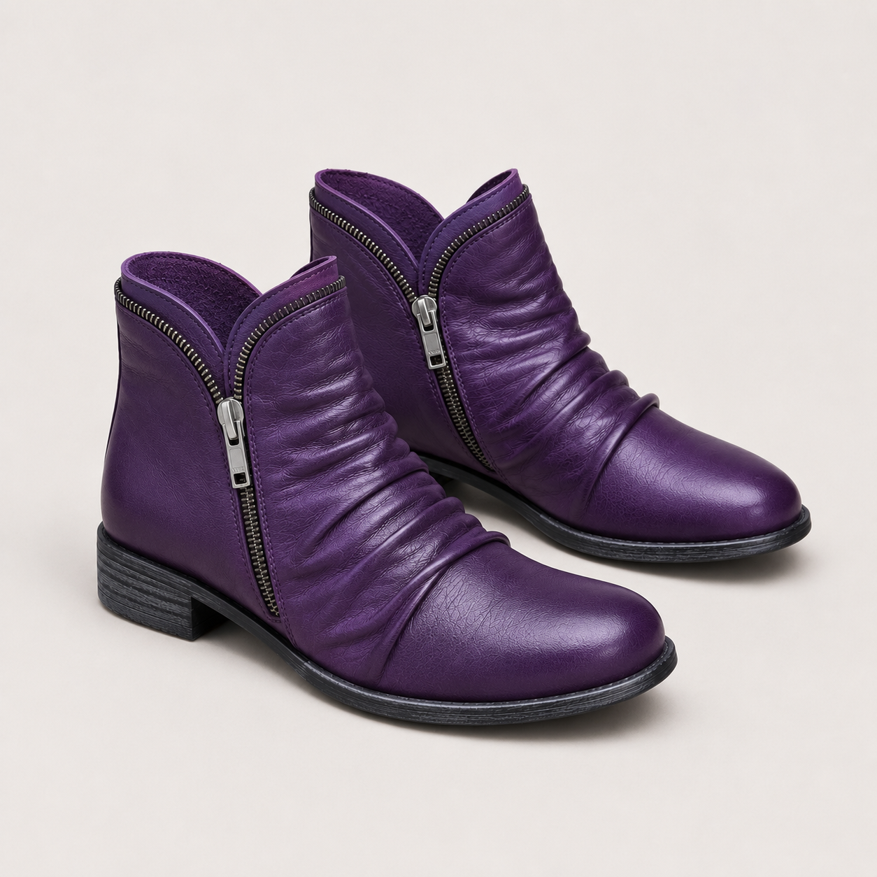 Women's Comfortable Ankle Boots with Leather Look and Side Zipper 5