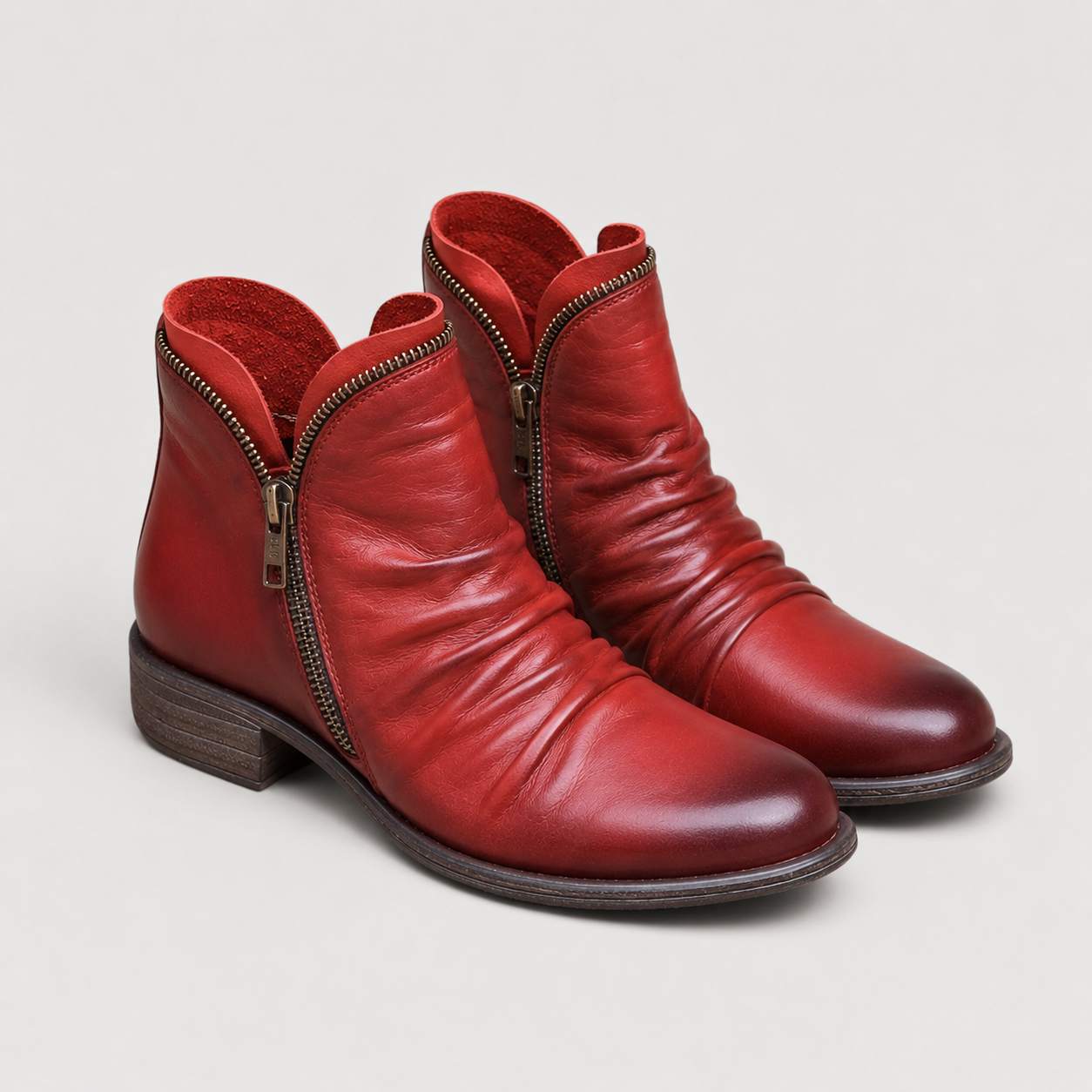 Women's Comfortable Ankle Boots with Leather Look and Side Zipper 7