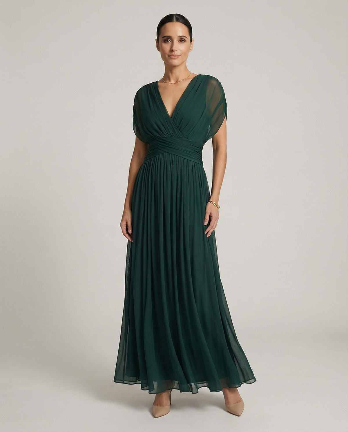 Women's Pleated Maxi Dress UK – Gradient Finish – The Aureliane – image 1