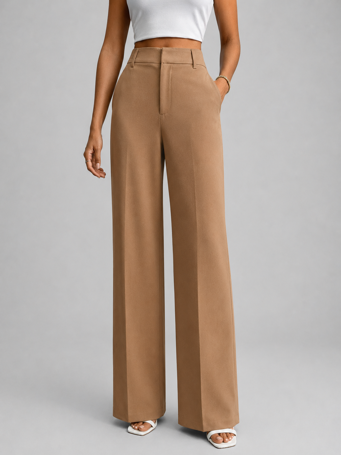 Women's High Waisted Wide Leg Trousers UK – tailored everyday, view 1