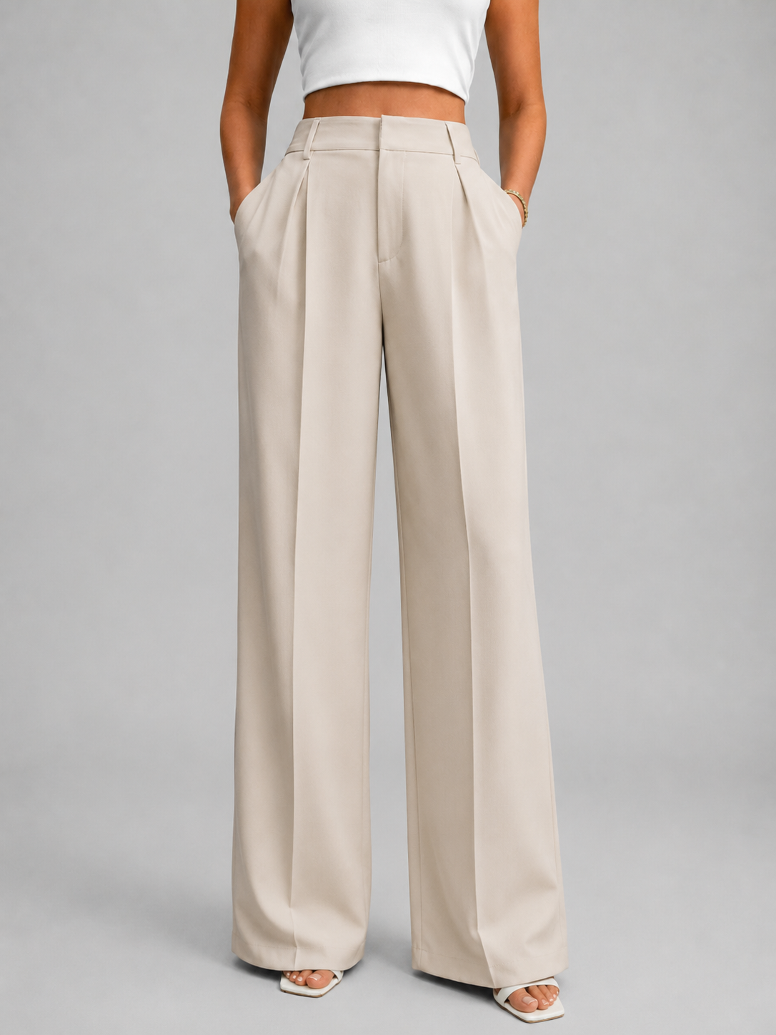 Women's High Waisted Wide Leg Trousers UK – tailored everyday, view 6