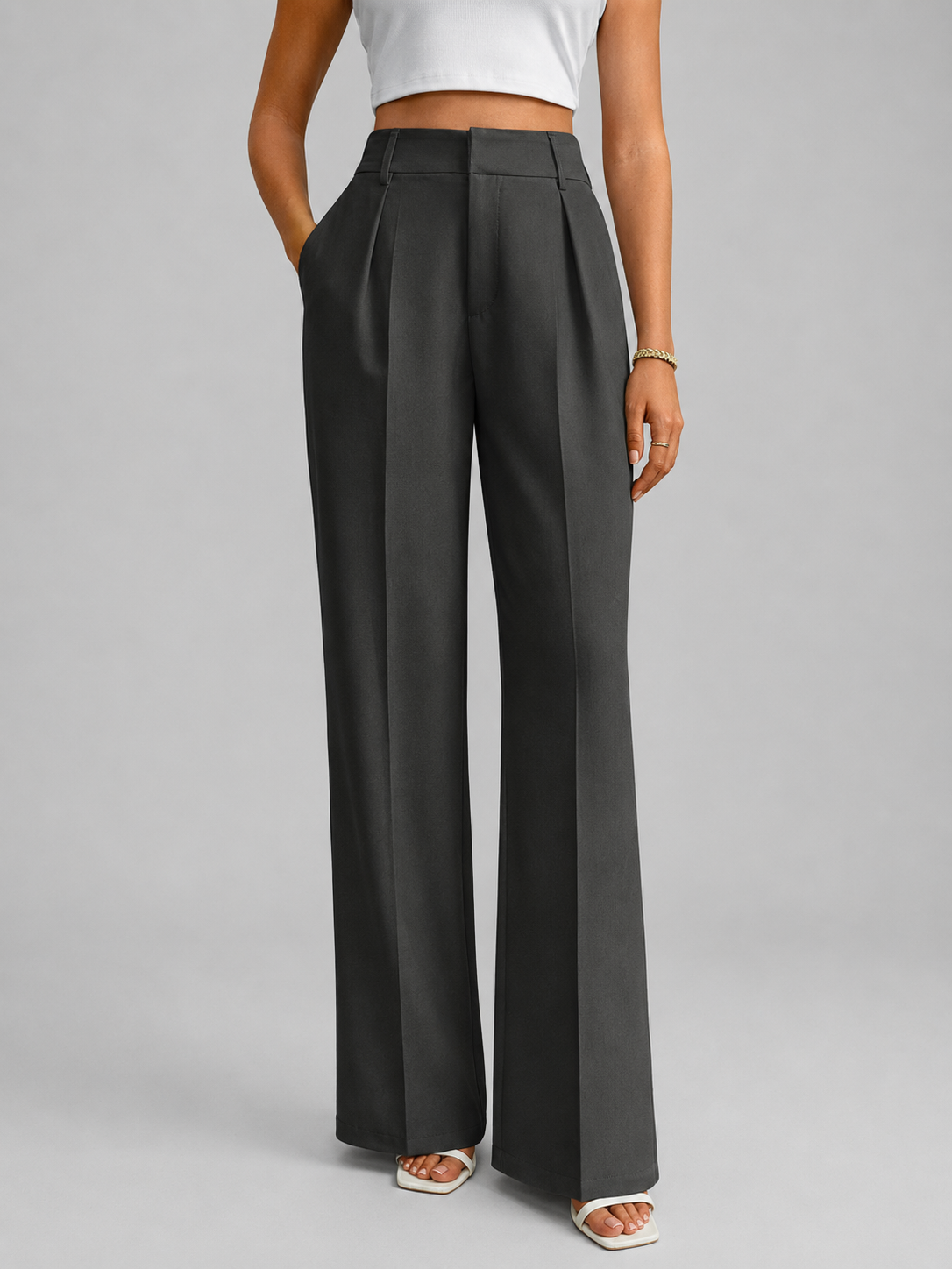 Women's High Waisted Wide Leg Trousers UK – tailored everyday, view 8