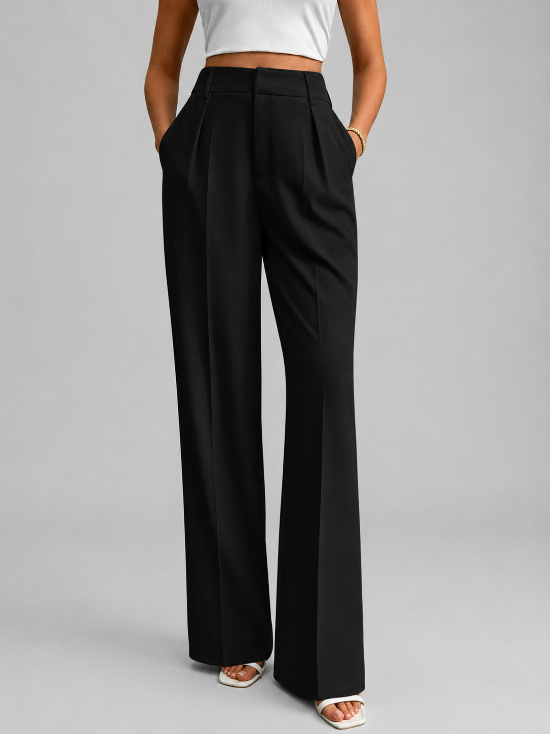 Women's High Waisted Wide Leg Trousers UK – tailored everyday, view 9