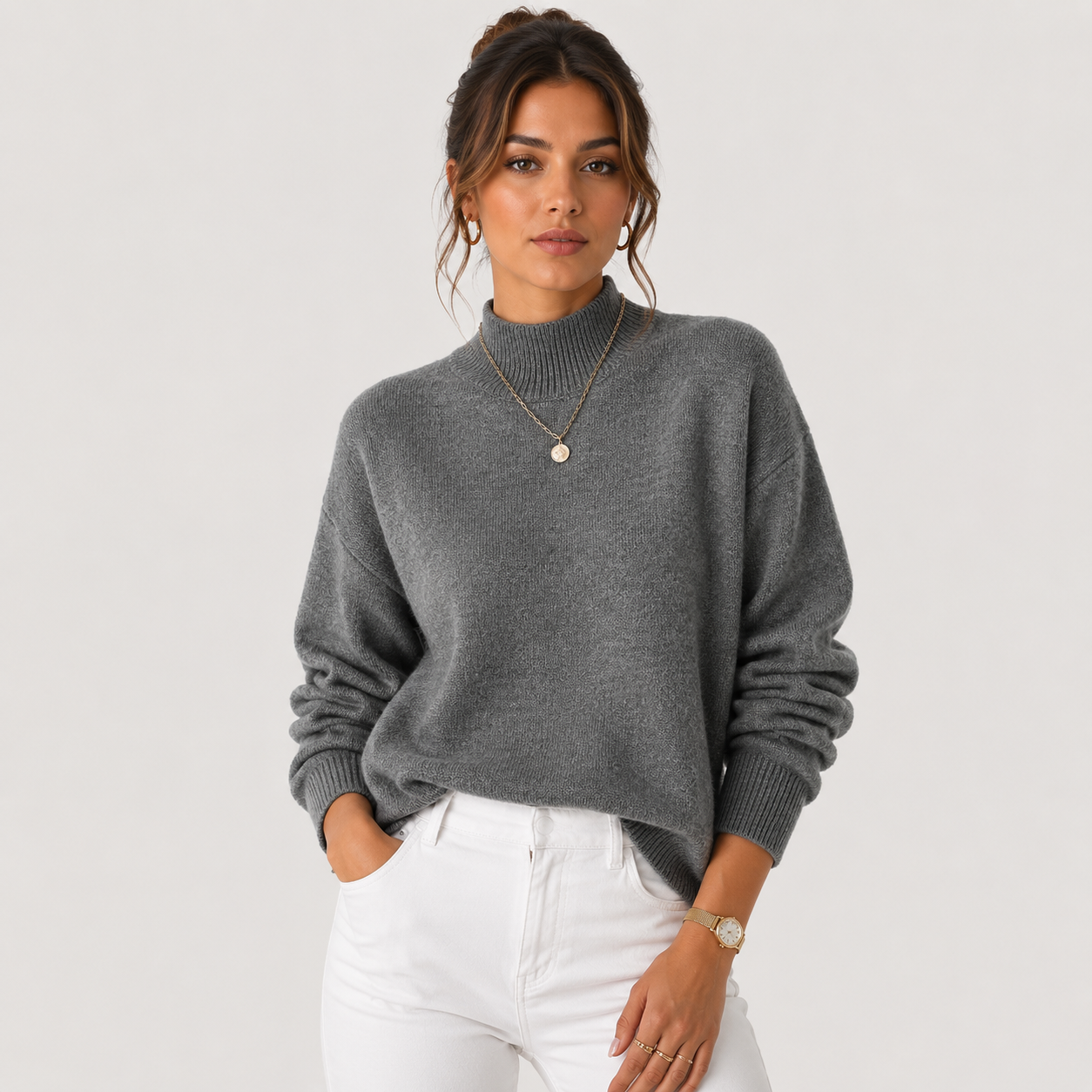 Women's Knit Turtleneck Sweater Cozy Lightweight Winter Pullover 0