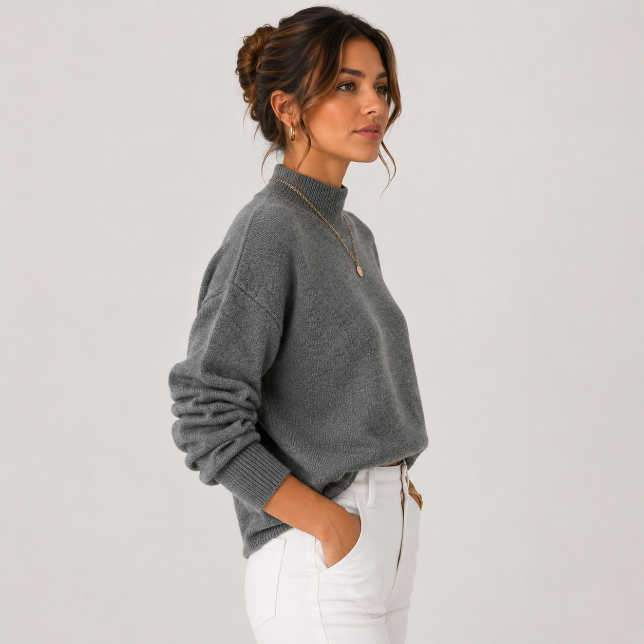 Women's Knit Turtleneck Sweater Cozy Lightweight Winter Pullover 1