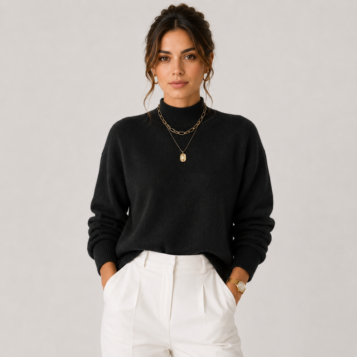 Women's Knit Turtleneck Sweater Cozy Lightweight Winter Pullover 4