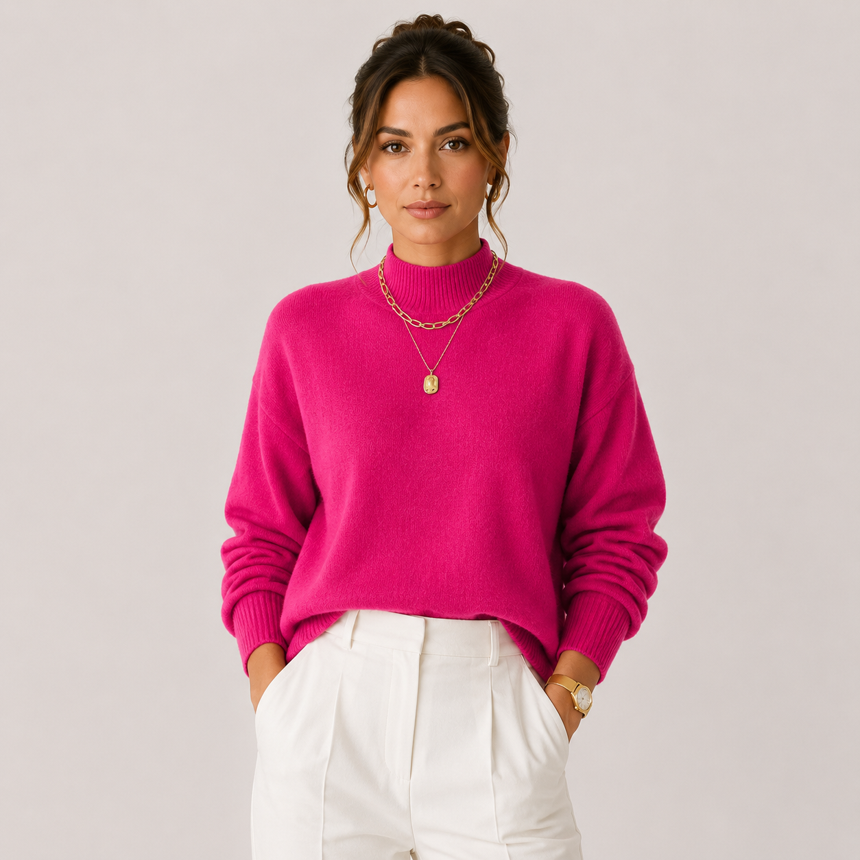 Women's Knit Turtleneck Sweater Cozy Lightweight Winter Pullover 5