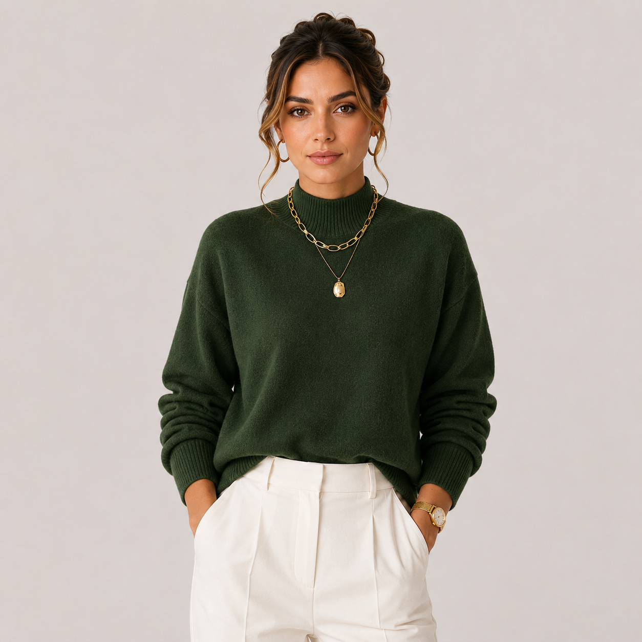 Women's Knit Turtleneck Sweater Cozy Lightweight Winter Pullover 6