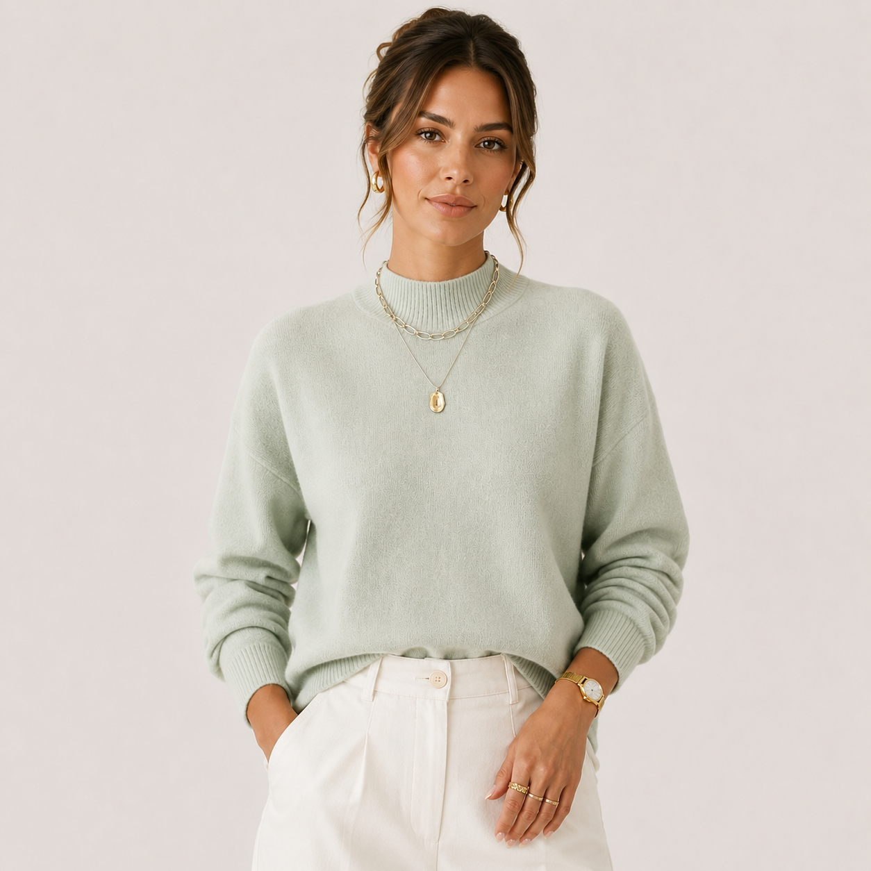 Women's Knit Turtleneck Sweater Cozy Lightweight Winter Pullover 7