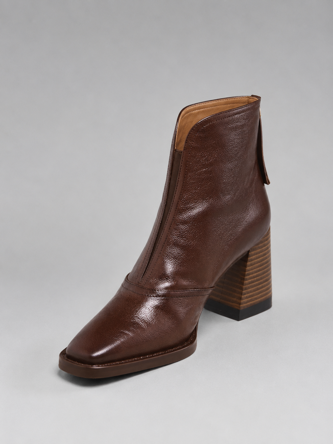 Women's Leather-Look Ankle Boots – elegant block heel, view 2 | The Temperance | Huna