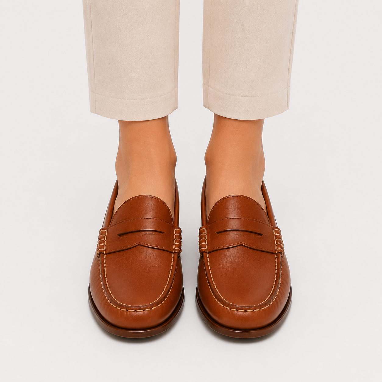 Women's Leather Loafers Comfortable Slip-On Walking Shoes 1