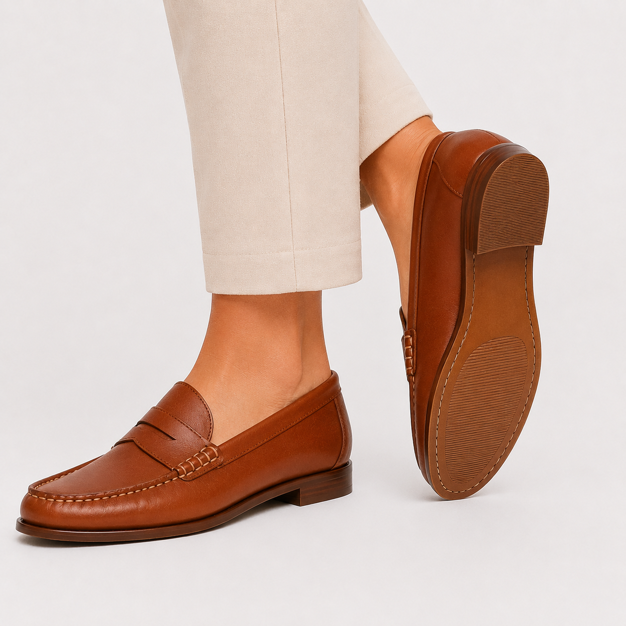 Women's Leather Loafers Comfortable Slip-On Walking Shoes 3