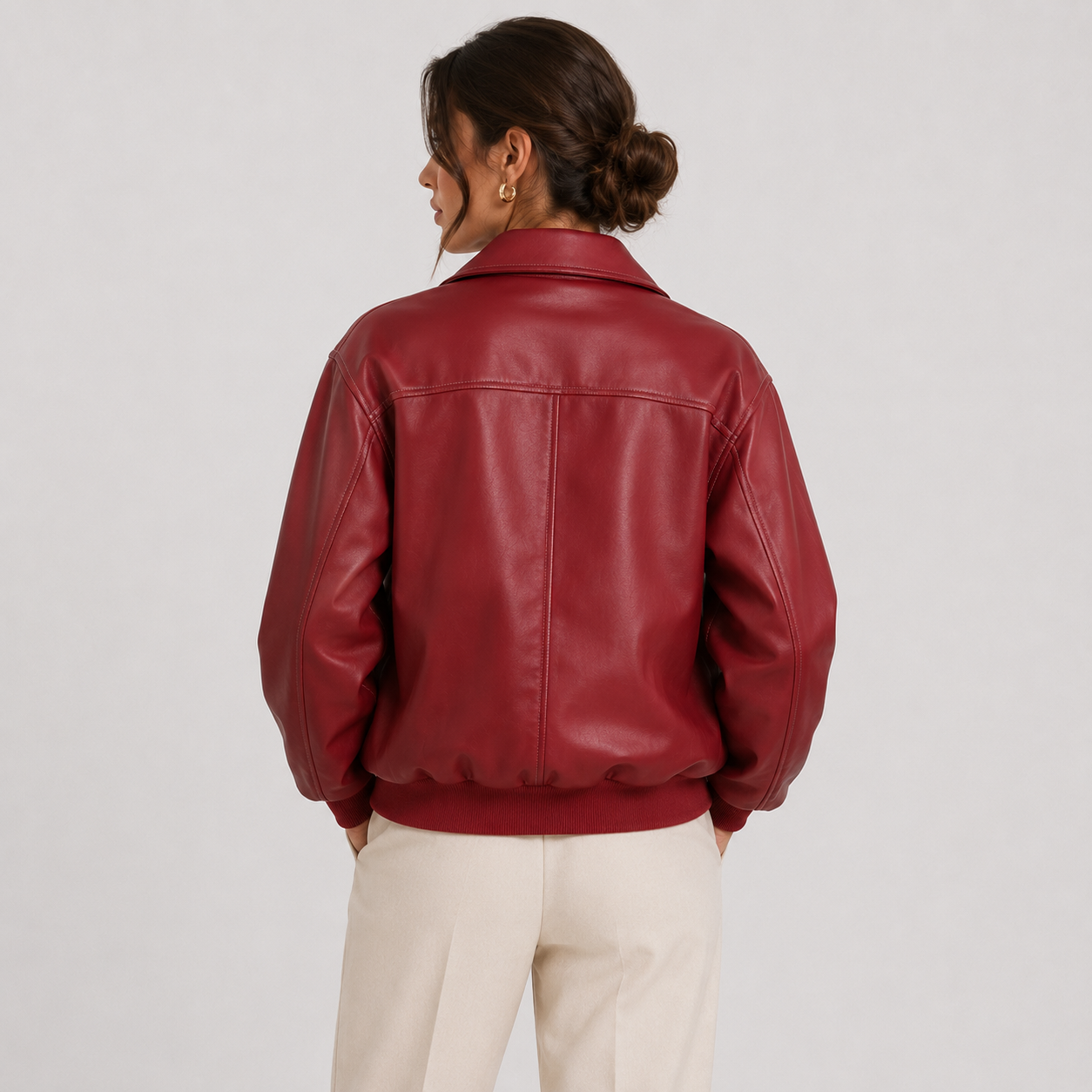 Women's Leather Look Jacket Timeless Red Heritage Silhouette 3