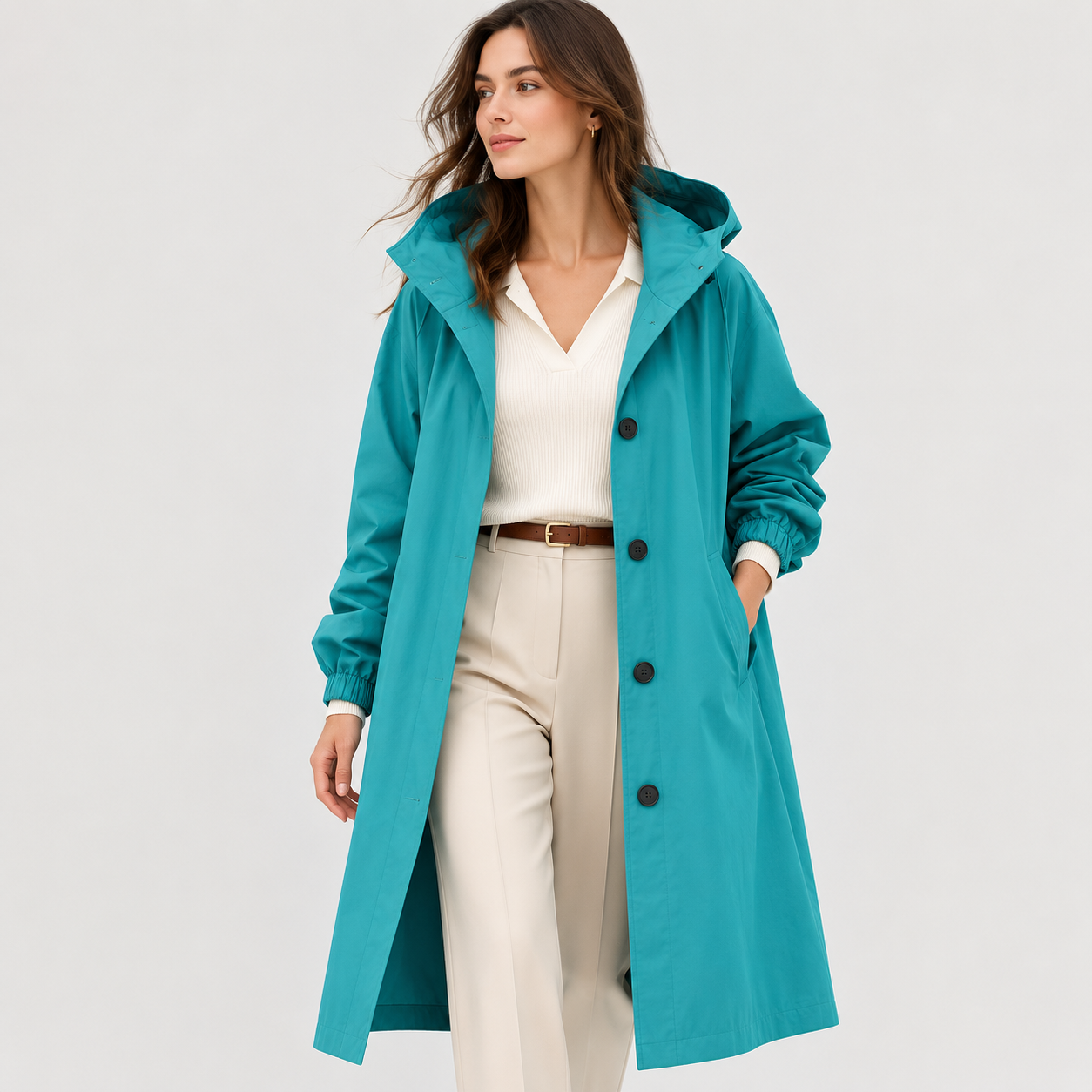 Women's Lightweight Hooded Windbreaker Water Resistant Rain Coat 11