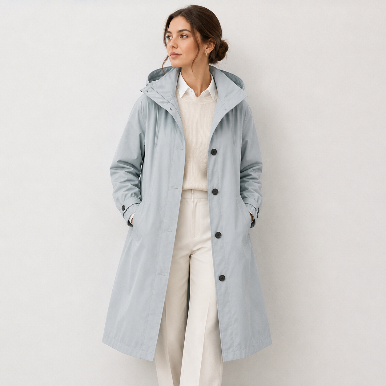 Women's Lightweight Hooded Windbreaker Water Resistant Rain Coat 5