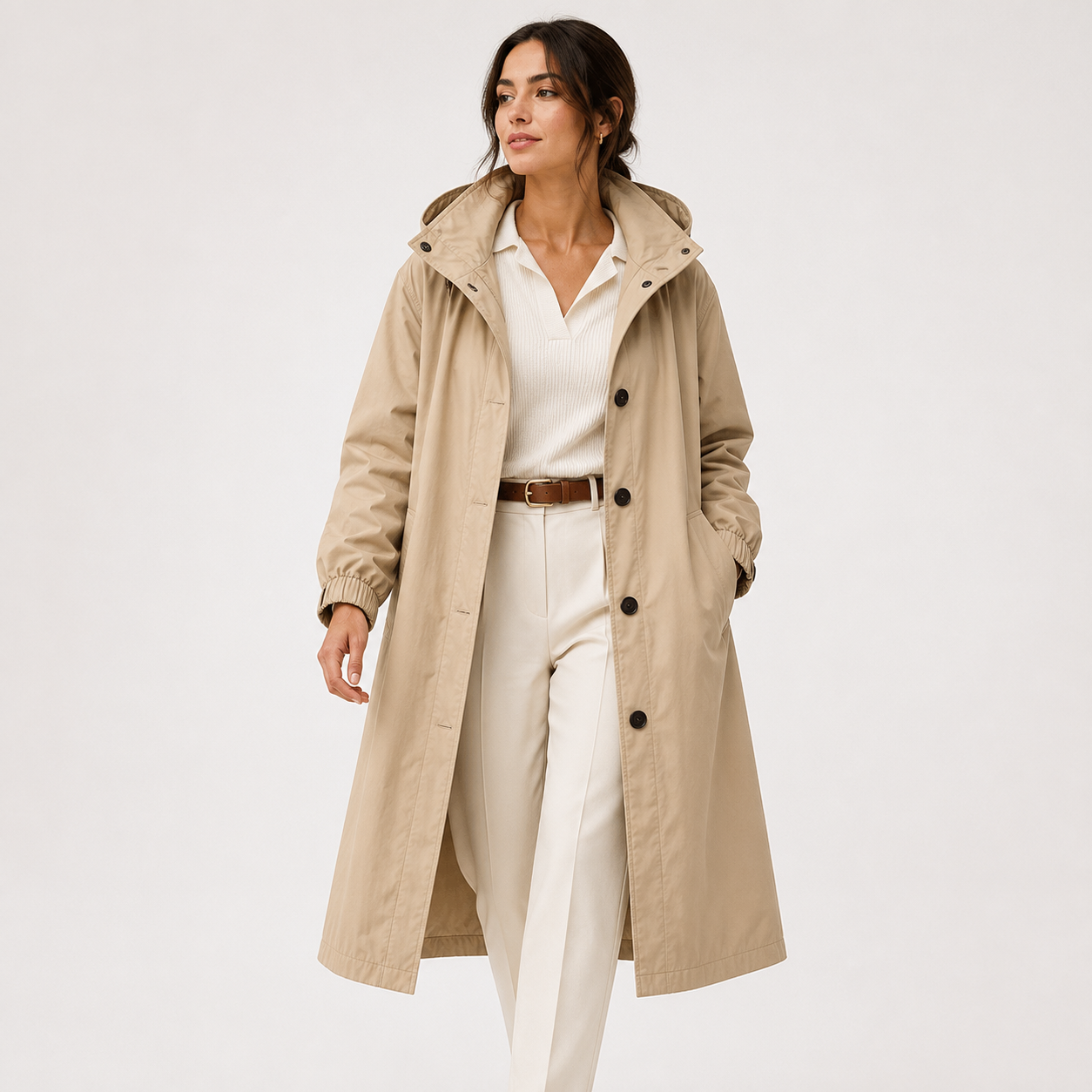 Women's Lightweight Hooded Windbreaker Water Resistant Rain Coat 8