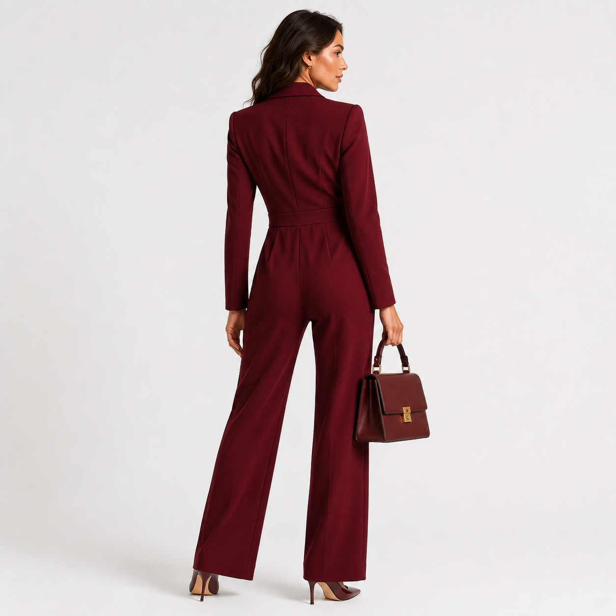 Women's Long Sleeve Wide Leg Jumpsuit Elegant One Piece Outfit 3