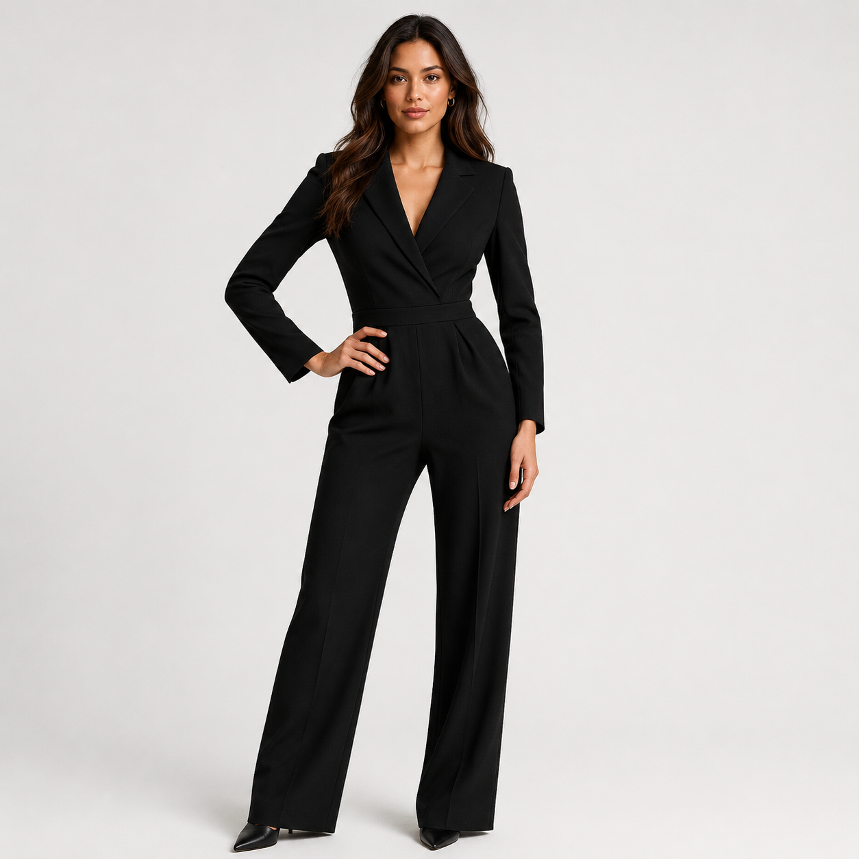 Women's Long Sleeve Wide Leg Jumpsuit Elegant One Piece Outfit 5