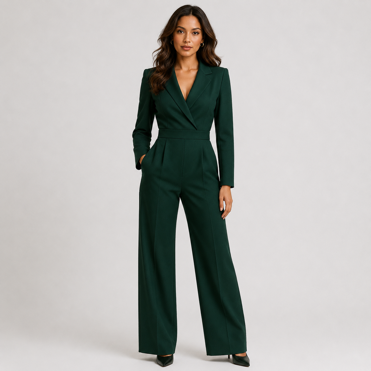 Women's Long Sleeve Wide Leg Jumpsuit Elegant One Piece Outfit 6