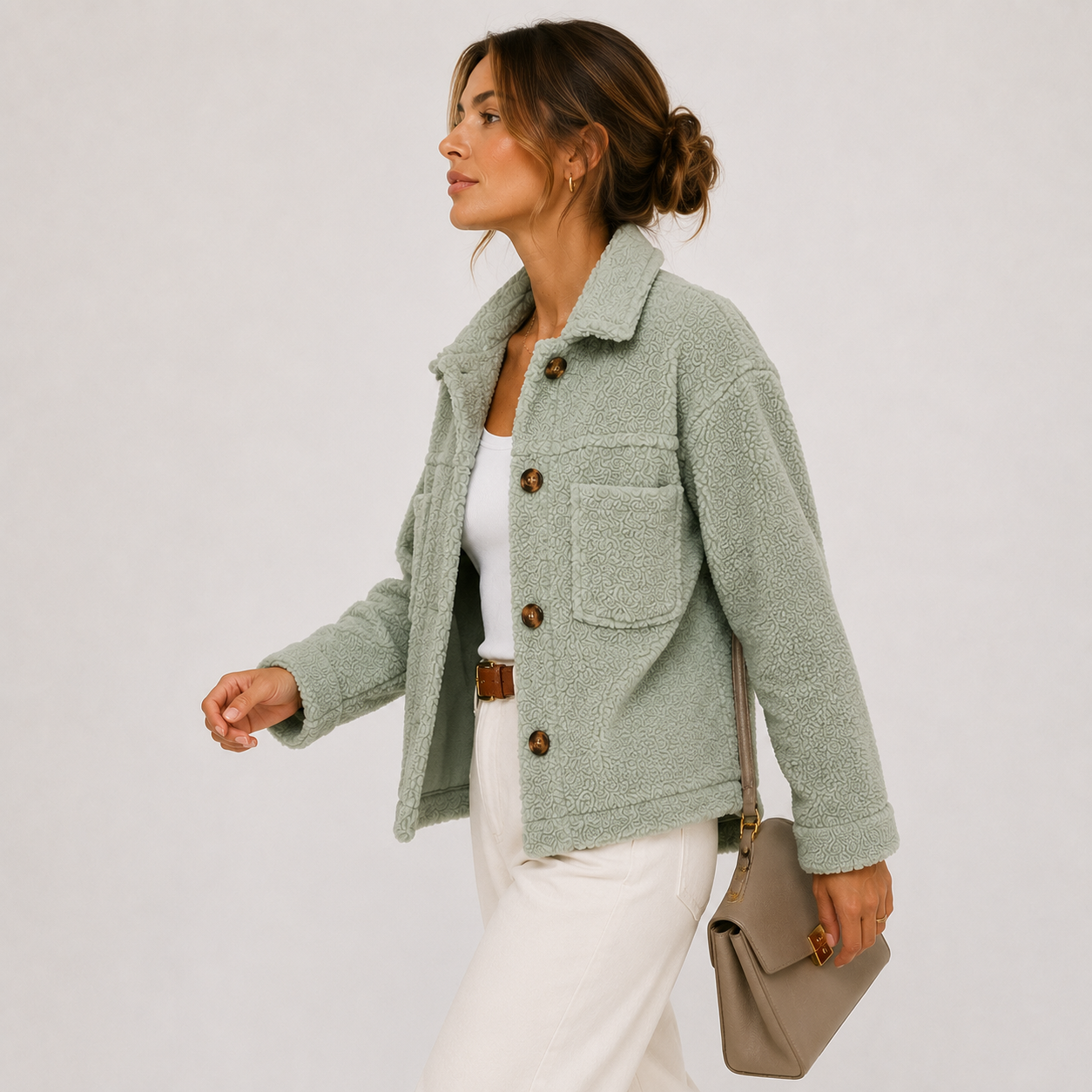 Women's Plush Sherpa Jacket Cozy Lightweight Casual Shacket 1