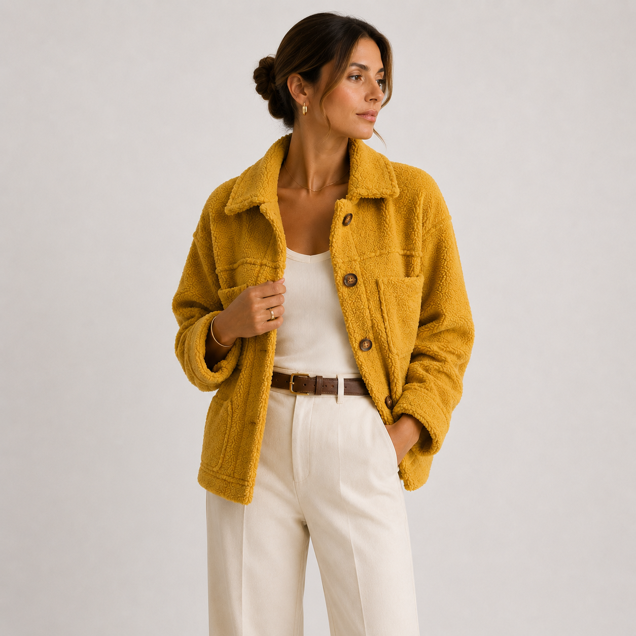 Women's Plush Sherpa Jacket Cozy Lightweight Casual Shacket 5