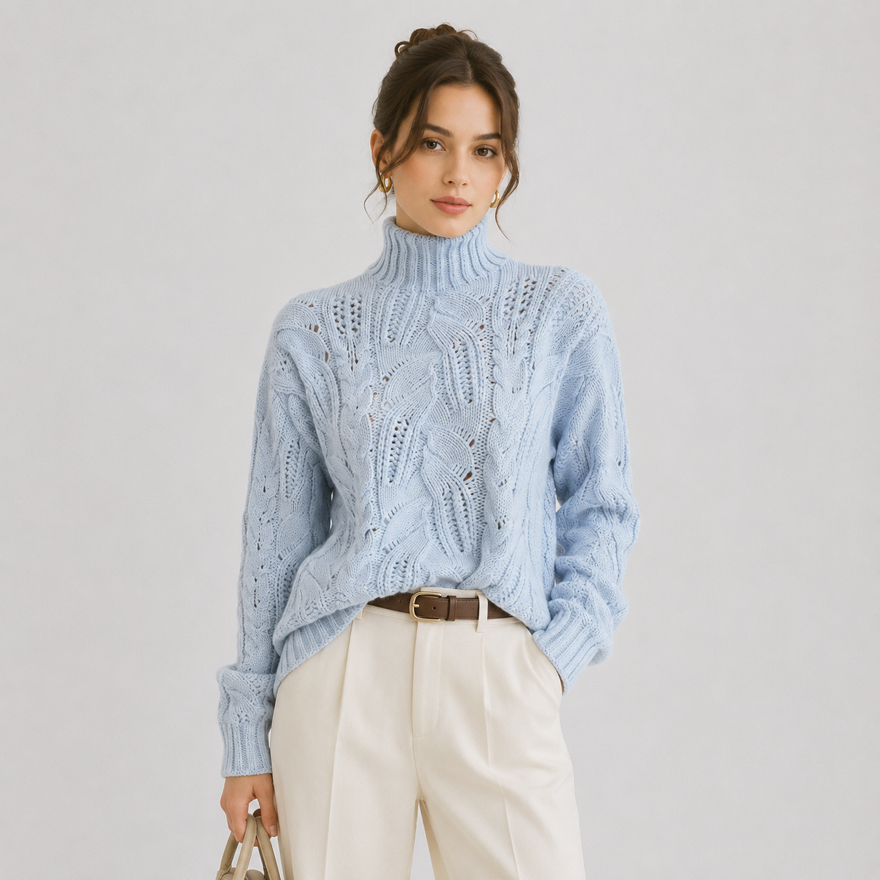 Women's Premium Cashmere Look Sweater Warm Long Sleeve Knitwear 0