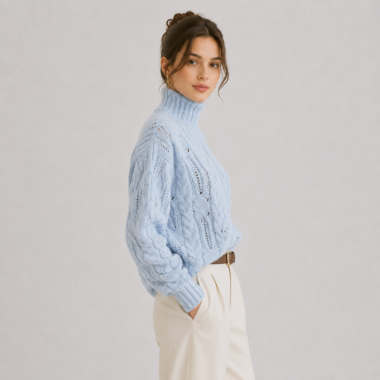Women's Premium Cashmere Look Sweater Warm Long Sleeve Knitwear 1