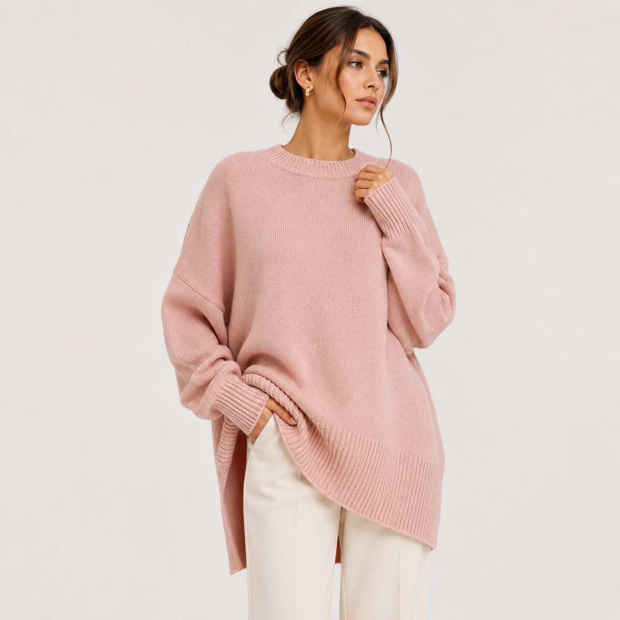 Women's Premium Oversized Sweater Cozy Long Sleeve Knit 4