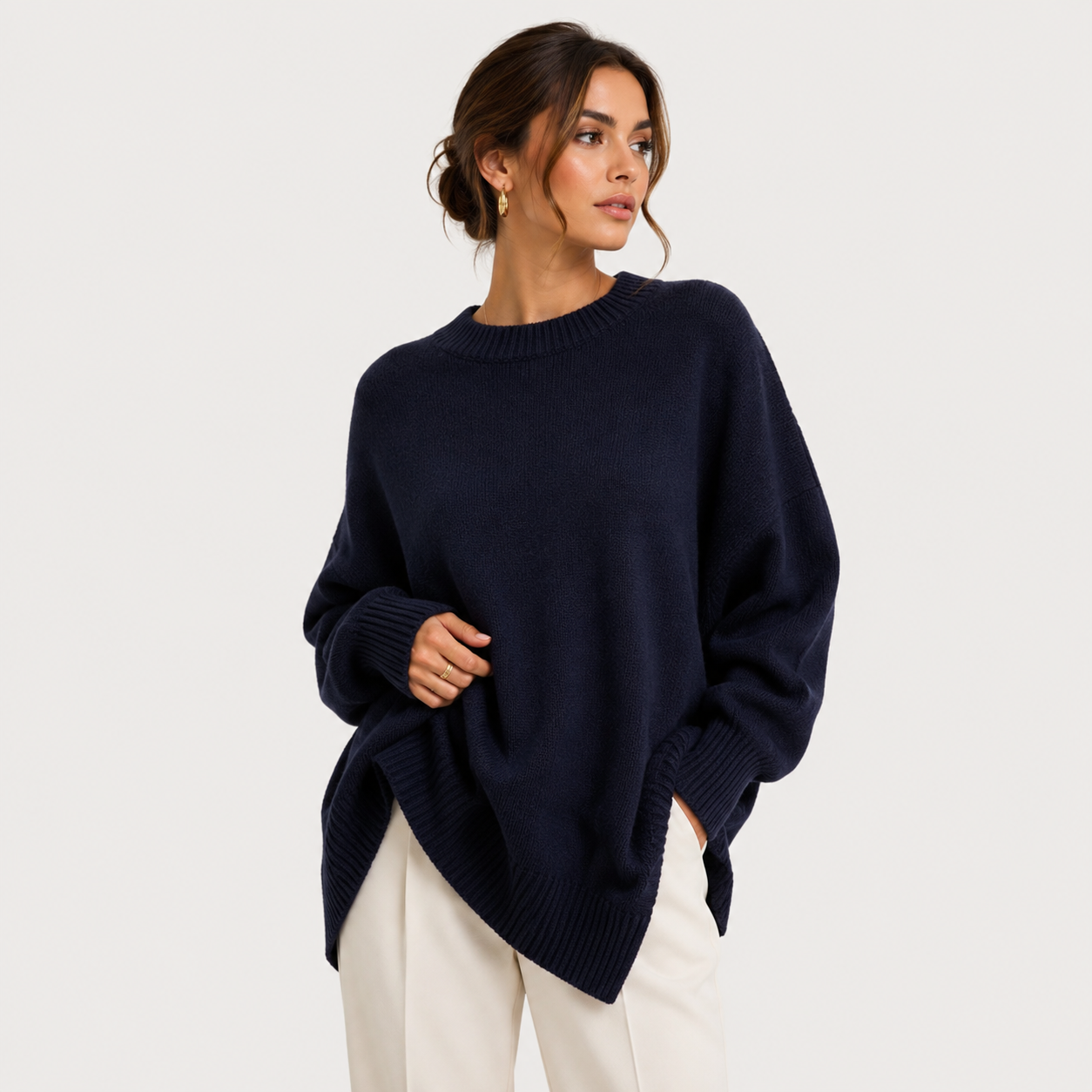 Women's Premium Oversized Sweater Cozy Long Sleeve Knit 5