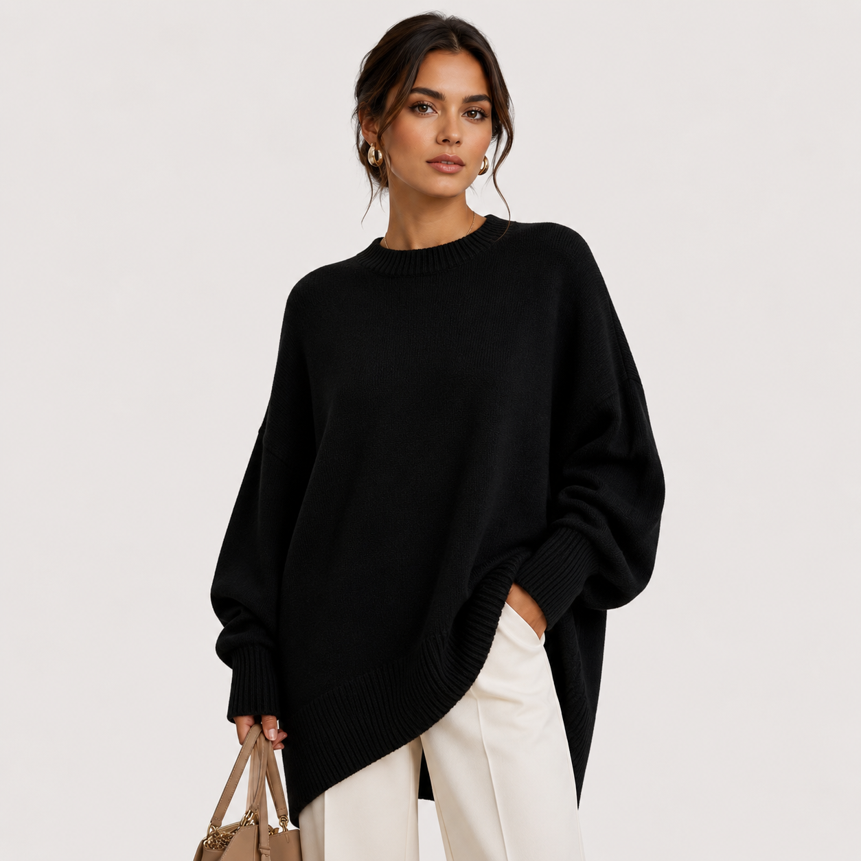 Women's Premium Oversized Sweater Cozy Long Sleeve Knit 8