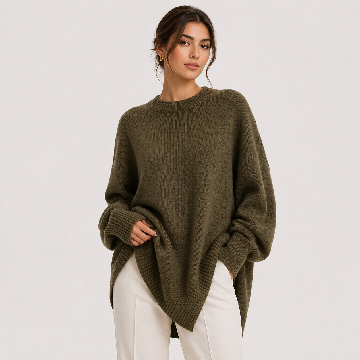 Women's Premium Oversized Sweater Cozy Long Sleeve Knit 9
