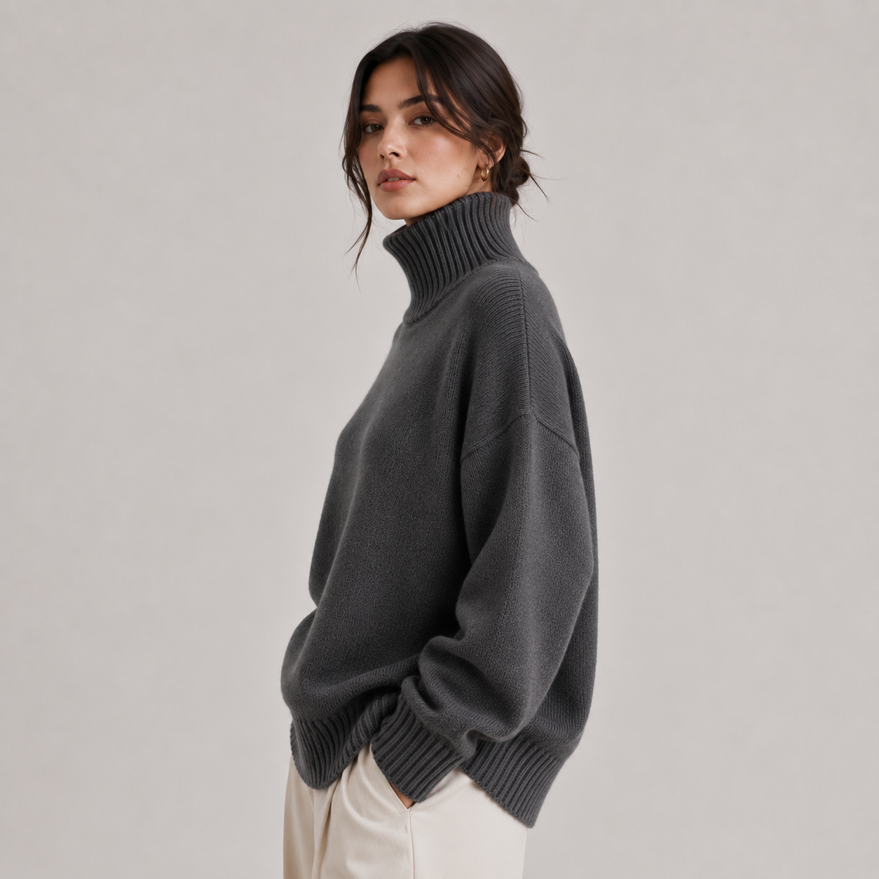 Women's Premium Turtleneck Sweater Warm Lightweight Knit Pullover 1