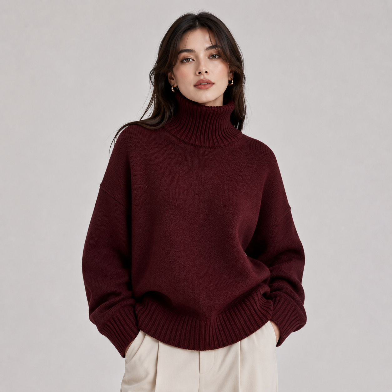 Women's Premium Turtleneck Sweater Warm Lightweight Knit Pullover 4