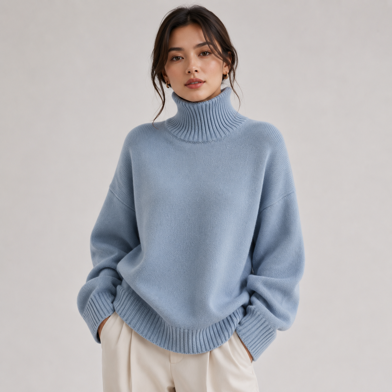 Women's Premium Turtleneck Sweater Warm Lightweight Knit Pullover 9