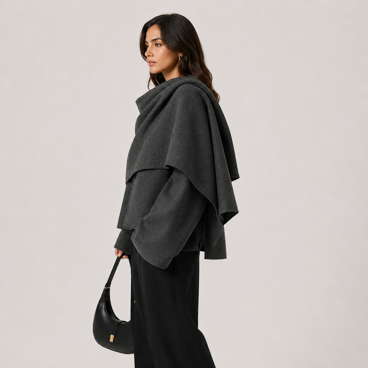Women's Relaxed Fit Cape Coat Cozy Everyday Winter Jacket 2