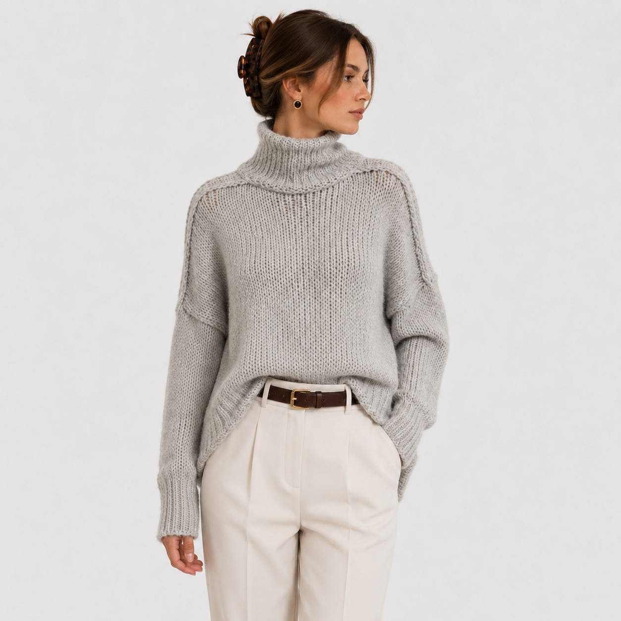 Women's Relaxed Knit Sweater Comfortable Long Sleeve Pullover 0
