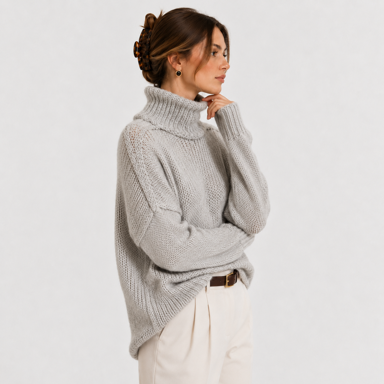 Women's Relaxed Knit Sweater Comfortable Long Sleeve Pullover 1