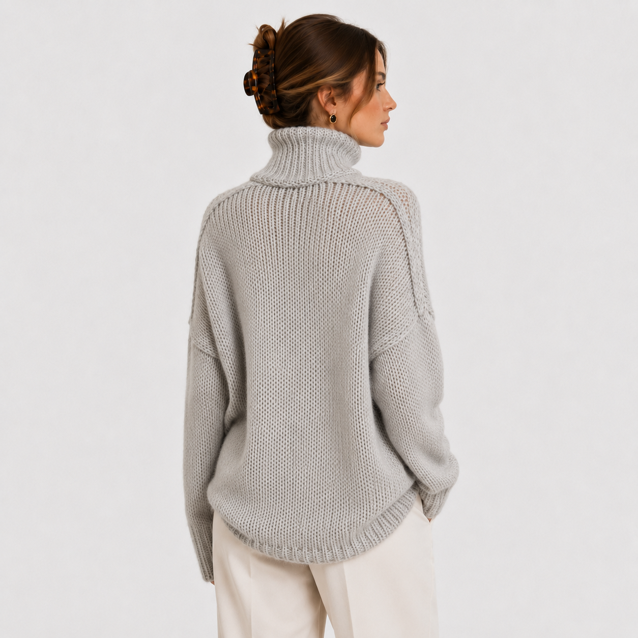 Women's Relaxed Knit Sweater Comfortable Long Sleeve Pullover 3