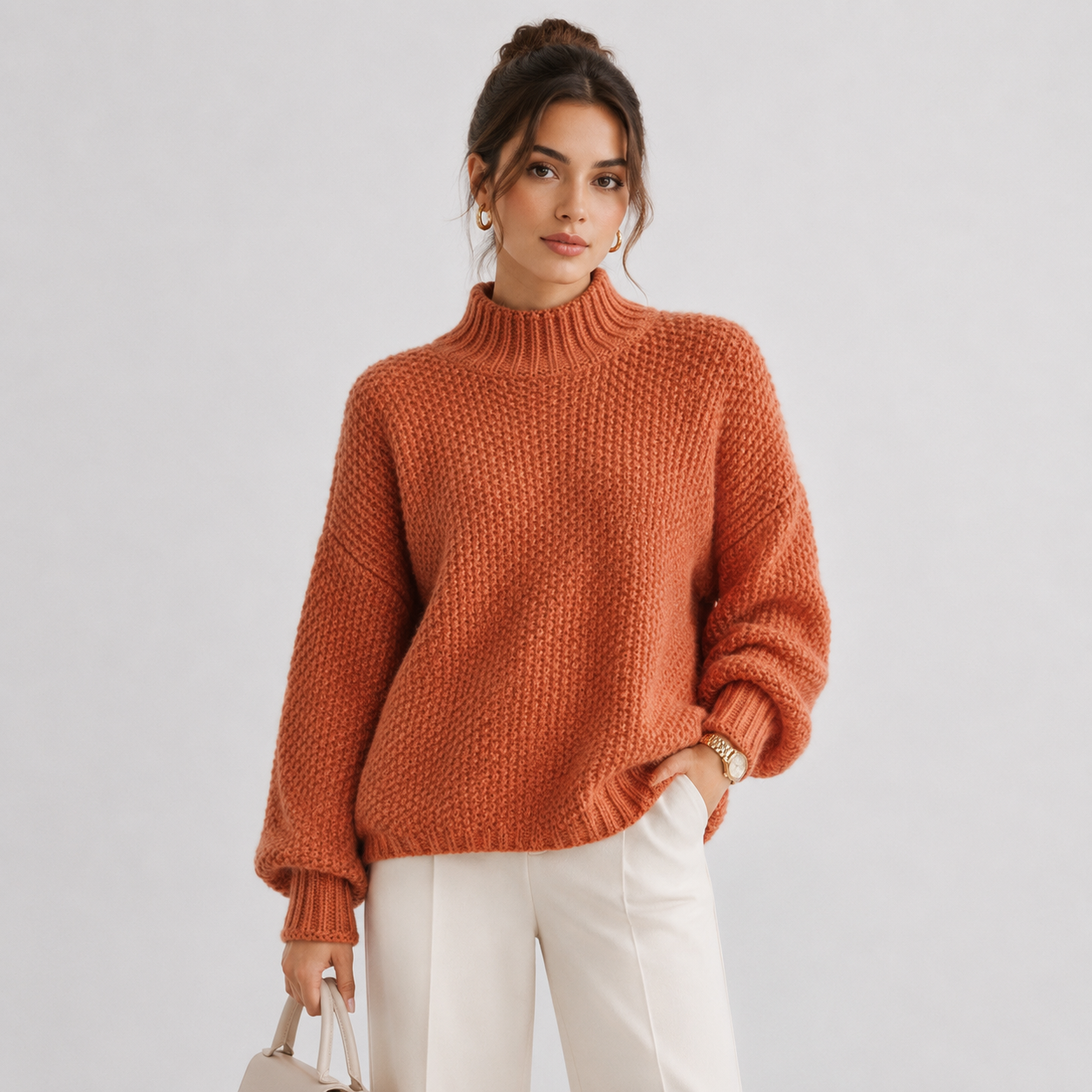 Women's Relaxed Sweater Comfortable Long Sleeve Knitwear 0