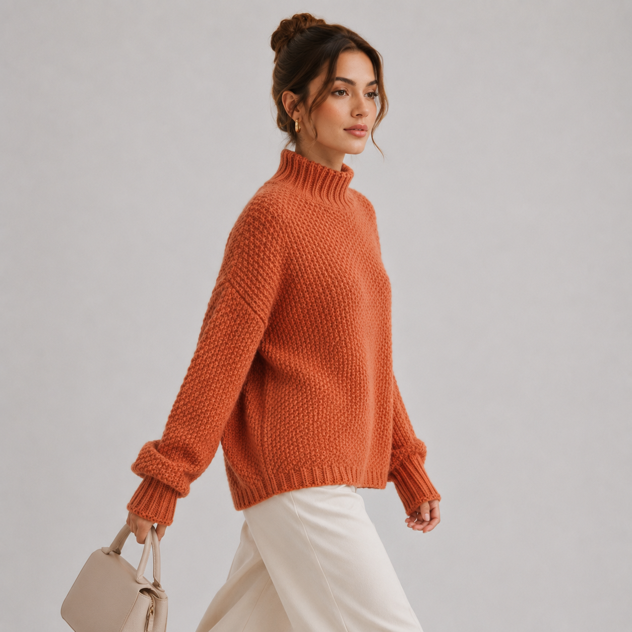 Women's Relaxed Sweater Comfortable Long Sleeve Knitwear 1