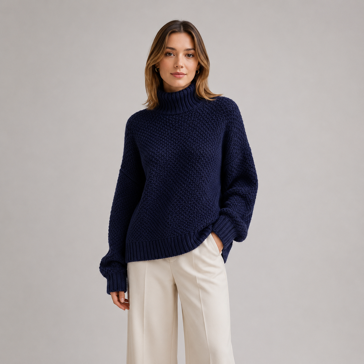 Women's Relaxed Sweater Comfortable Long Sleeve Knitwear 4
