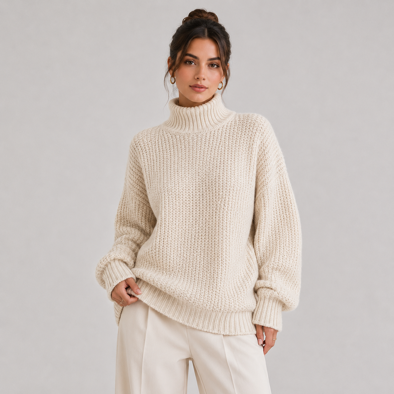 Women's Relaxed Sweater Comfortable Long Sleeve Knitwear 6